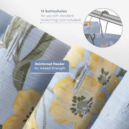 Martha Stewart Meadow Floral Shower Curtain for Bathroom, 72 x 72, Blue