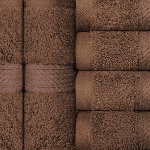 Superior Egyptian Cotton Plush & Absorbent, Face Towel Set of 6, Chocolate