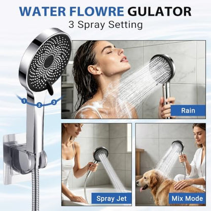 Shower Head, Rain Shower Head with Handheld Spray Combo, 8 Inch Adjustable High Pressure Rainfall Shower Head, Dual Showerhead Set with Extension Arm