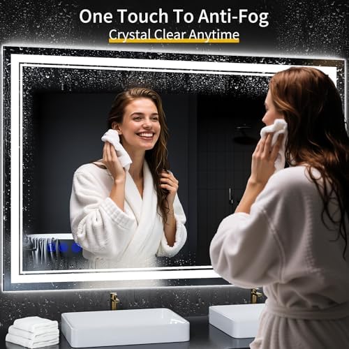 55"x36" LED Bathroom Mirror with Lights,Anti-Fog,3 Color Modes