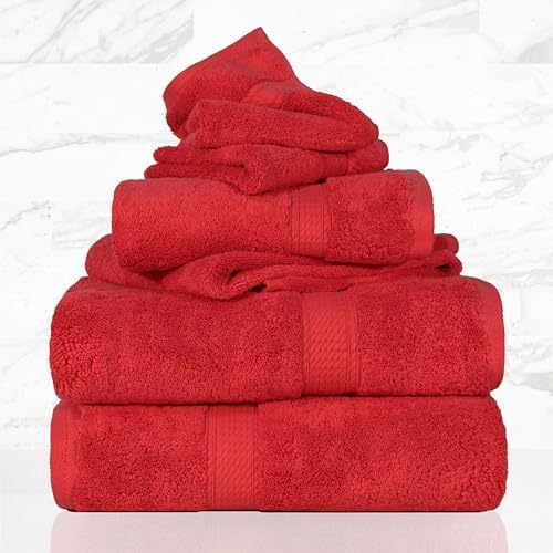 SUPERIOR Egyptian Cotton Ultra Plush & Absorbent, 6 Piece Set, Red