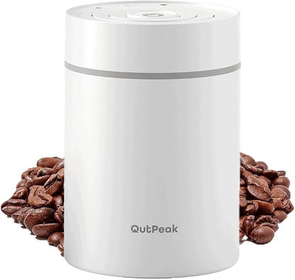 OUTPEAK Neo 2026 Auto Vacuum Coffee Canister, 0.75L Capacity for 10.58oz of Coffee Beans, One-Button Operation, Stainless Steel Coffee Storage Container with Scoop White (Champion's Choice)