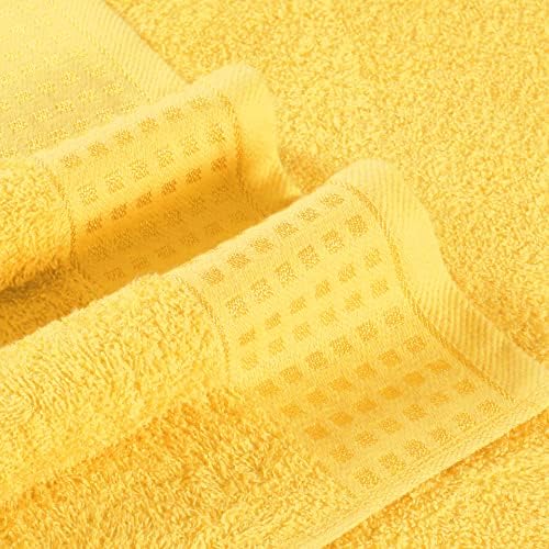 GLAMBURG 100% Cotton 2 Pack Oversized Bath Towel Set 28x55 Inches, Ultra Soft Highly Absorbant Compact Quickdry & Lightweight Large Bath Towels, Ideal for Gym Travel Camp Pool - Lime Yellow
