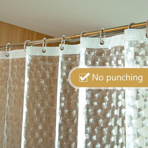 NTBAY EVA Shower Curtain Liner, 72 x 78, 6 Gauge, Clear Water Cube