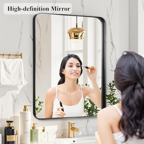 Black Bathroom Vanity Mirror Over Sink 24x30, Small Wall Rectangle Mirror