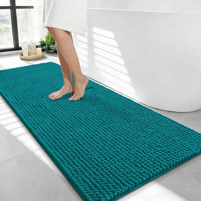OLANLY Thick Chenille Bathroom Runner Rugs Mats 44x24, Deep Lake