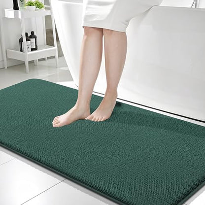 OLANLY Memory Foam Bathroom Runner Rugs 59x24, Long Mats, Blackish Green