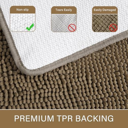 LOCHAS Luxury Bathroom Rug Shaggy Bath Mat 24 x 70 Inch, Tan