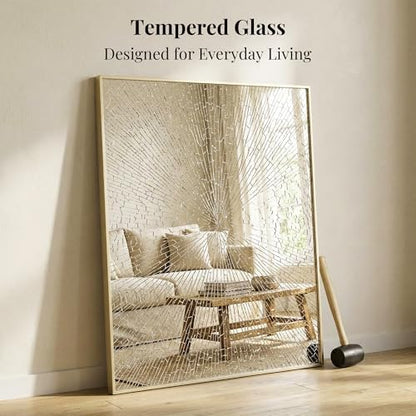 40"x30" Satin Gold Framed Rectangle Bathroom Vanity Wall Mirror