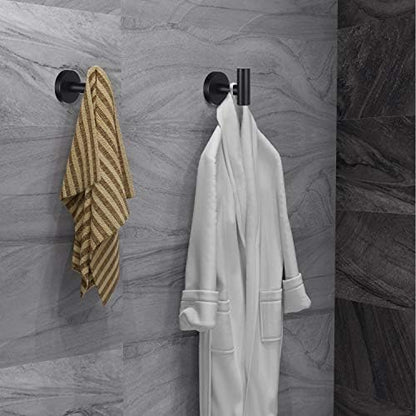 Bathroom Robe Towel Hooks Coat Matte Black Wall Hook Stainless Steel Heavy Duty Door Hanger Towel Robe Clothes Cabinet Closet Sponges Hook for Bathroom Bedroom Kitchen Hotel Pool 8 Packs