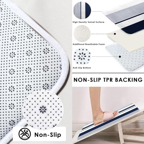 Bathroom Sets with Shower Curtain and Rug 4 Pcs Abstract Navy Blue