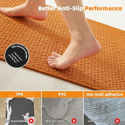 TYUU Toilet Rug, Thin Toilet Rugs U Shaped Washable Non Slip Absorbent Quick Dry Low Pile Toilet Mat, Orange 20"x24" U Shape