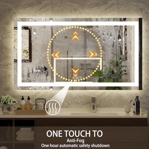 XRAMFY 55''X30'' LED Bathroom Mirror, Wall Mirror with Lights