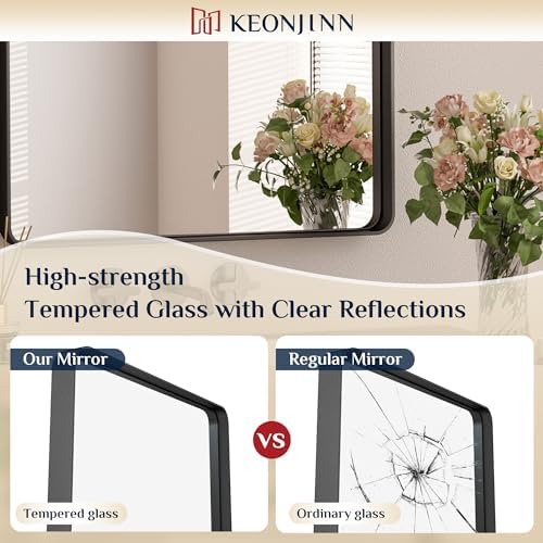 Keonjinn 30 x 30 Inch Black Bathroom Mirrors for Over Sink, Tempered Glass