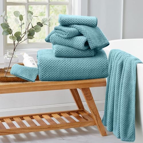 8 Piece Bathroom Towel Set |2 Oversized Large Bath Towels Sheet,2 Hand Towels and 4 Washcloths| 600GSM Ultra Soft Luxury Premium Towel Set Highly Absorbent Quick Dry Hotel Towel Collection,Turquoise