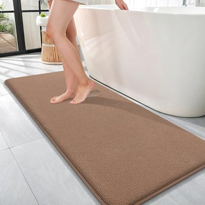 OLANLY Memory Foam Bathroom Runner Rugs 47x17, Absorbent Long Mat, Mocha