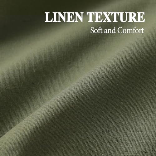 Farmhouse Shower Curtain Linen Button Cream-Green 72" W x 72" L