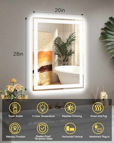 20x28 LED Bathroom Mirror, 6000LM, Separate Front and Back Lights