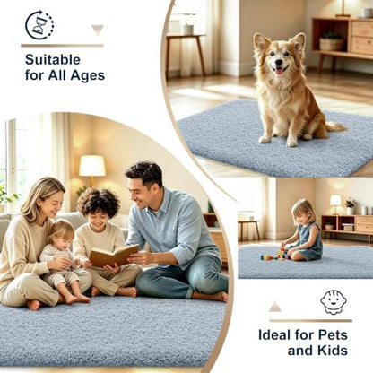 OLANLY Microfiber Bathroom Runner Rugs 44x24, Soft Bath Mat, Airy Blue