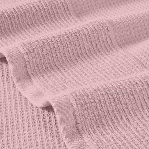 Modern Threads Waffle-Rib 6-Piece Towel Set – Premium Cotton Bath Towels, Ultra-Absorbent & Soft, Elegant Waffle Texture for Bathroom & Spa, Petal