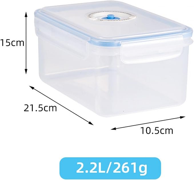 Vacuum Container Vacuum Seal Container Saver Food Sealed Container Fresh Keeping Box Food Storage Container for Dry Foods Fruits Salads, 2.2L