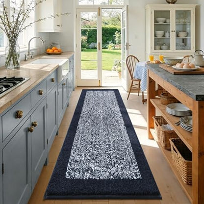 70x24 Bathroom Rugs Non Slip Washable, Soft Absorbent Bath Mat Dark Blue