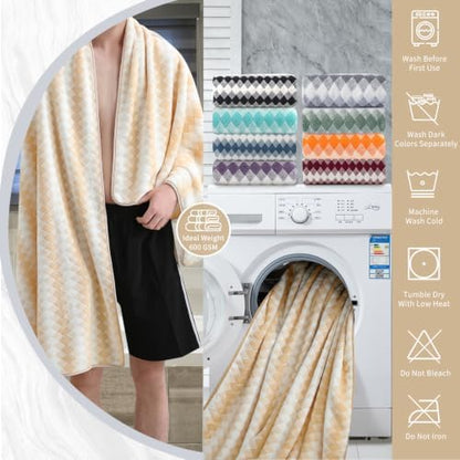 8 Piece Bathroom Towel Set |2 Oversized Bath Towels,2 Hand Towels,4 Washcloths| 600GSM Soft Hotel Towel Set Extra Large Bath Sheet for Bathroom,Highly Absorbent Quick Dry Bath Towel Collections,Beige