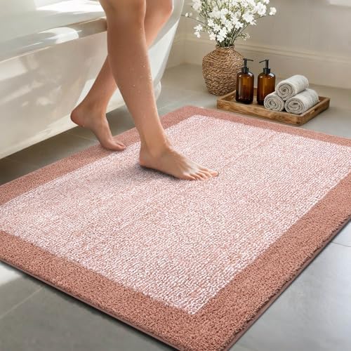 48x32 Large Bathroom Rugs Non Slip Washable, Soft Absorbent Bath Mat Pink