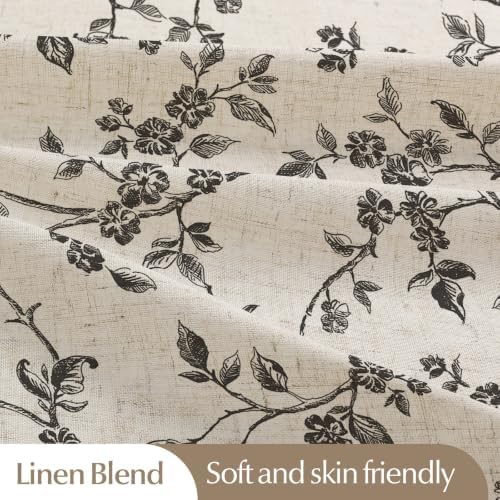 MitoVilla Long Linen Floral Shower Curtain for Bathroom,72 x 78