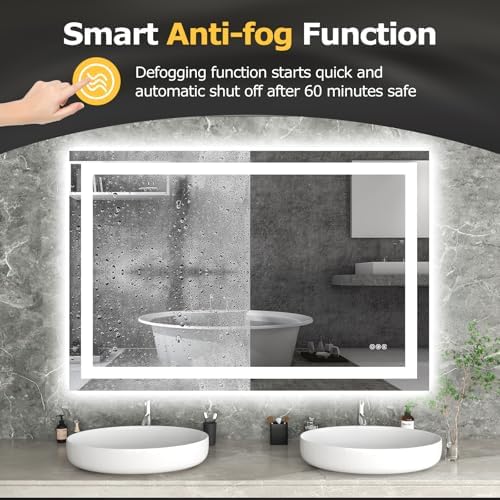 Hivone 48"X32" LED Bathroom Mirror with Lights, UL Listed