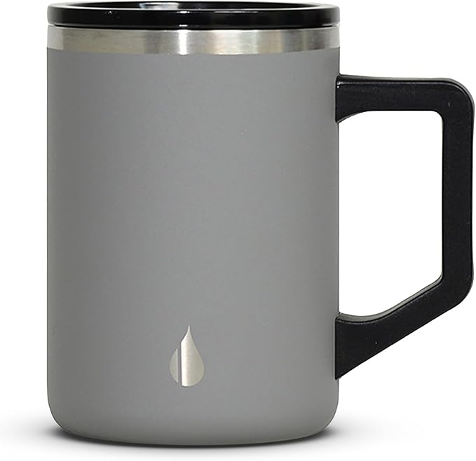 Elemental Insulated Coffee Mug - Triple-Wall Stainless Steel Summit Travel Cup for Hot and Cold Drinks - Thermal Coffee Mug with Lid and Handle for Camping, Office & Travel 16oz - Graphite