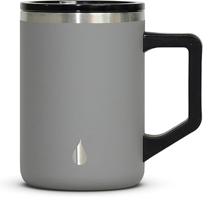 Elemental Insulated Coffee Mug - Triple-Wall Stainless Steel Summit Travel Cup for Hot and Cold Drinks - Thermal Coffee Mug with Lid and Handle for Camping, Office & Travel 16oz - Graphite