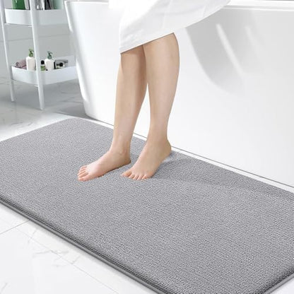 OLANLY Memory Foam Bathroom Runner Rug 50x30, Absorbent Long Bath Mat, Grey