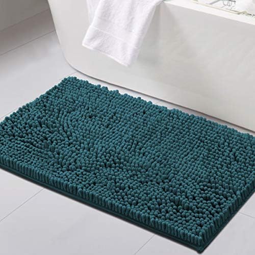 H.VERSAILTEX Bathroom Rugs Bath Mats Non Slip Chenille Bathroom Rug Mat 20x32 Extra Soft and Absorbent Shaggy Rugs Washable Dry Fast Plush Area Carpet Mats for Bath Room, Tub - Dark Teal
