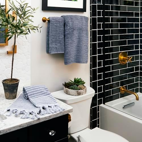 SKL Home CloudSoft Washcloth Set, 4-Piece, 100% Cotton Luxury, Smoke Blue