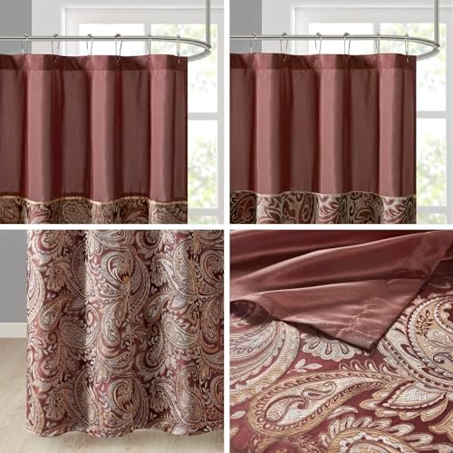 Madison Park Aubrey Shower Curtain for Bathroom, 72 x 72, Burgundy