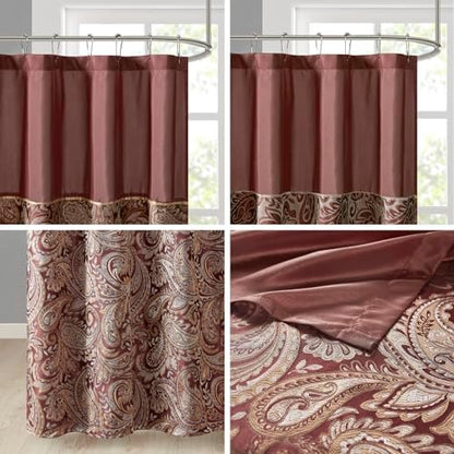 Madison Park Aubrey Shower Curtain for Bathroom, 72 x 72, Burgundy