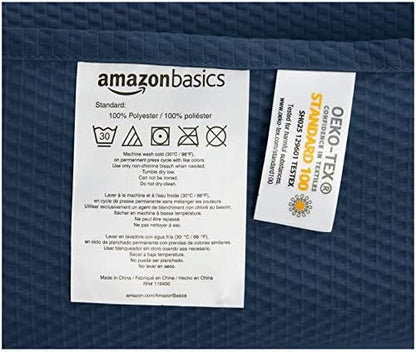 Amazon Basics Waffle Weave Bathroom Shower Curtain, 100% Polyester, 72" x 72", Navy Blue
