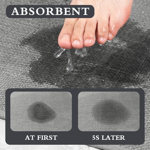 YIHOUSE Bathroom Rugs Thin Bath Mat Sets 5 Pieces Quick Dry,Grey
