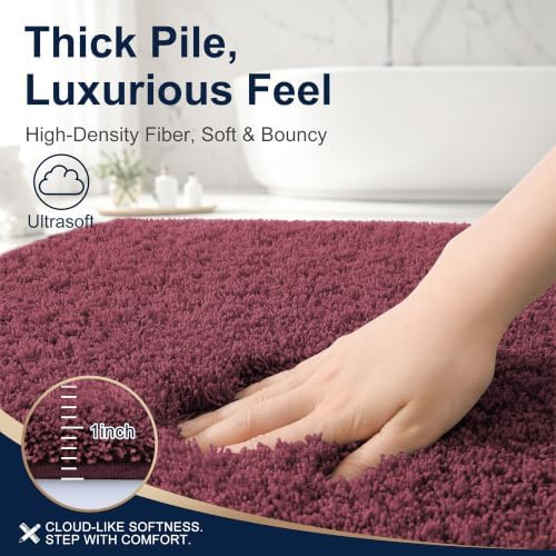 OLANLY Microfiber Large Bathroom Rugs 59x35, Ultra Soft Bath Mat, Burgundy