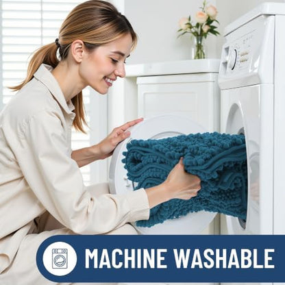 Smiry Bathroom Rugs 47X24, Extra Soft Rubber Backing Chenille Bath Mats
