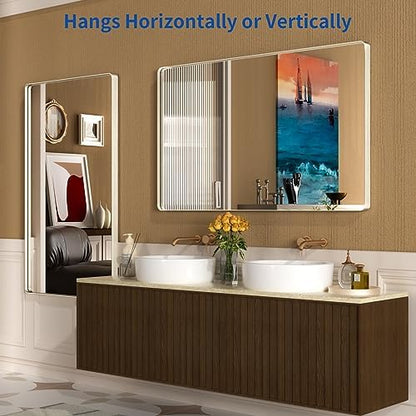 WEER Brushed Nickel Bathroom Vanity Mirror 60X36 Inch