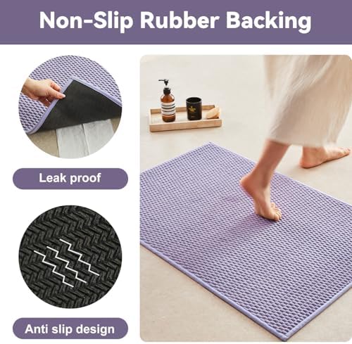 Triohero Bathroom Runner Rug, Long Bath Mat Washable Thin Quick Dry Low Pile Bathroom Runner Rugs 24 x 60 Non Slip, Lavender 24"x60"
