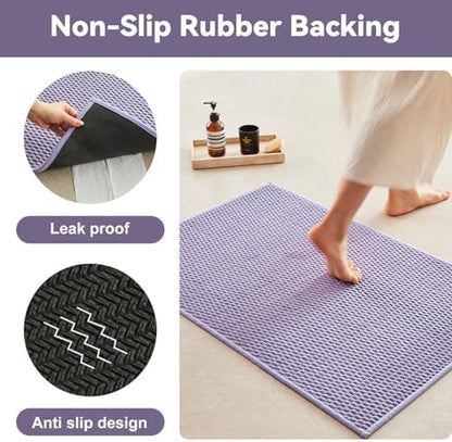Triohero Bathroom Rugs Non Slip Washable, Super Absorbent Thin Bath Mat Small Quick Dry Low Pile Bathroom Rug, Lavender 16"x24"