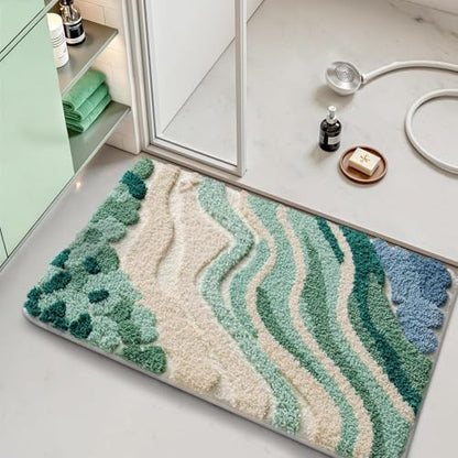 LUMI Beach Bathroom Rug 24x36, Soft Absorbent Bath Mat, Non Slip