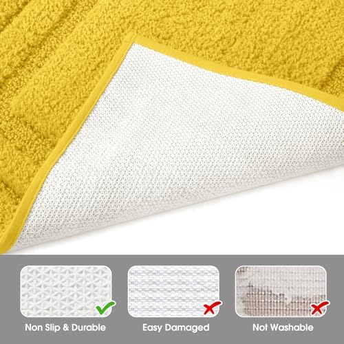 HOMEIDEAS Bathroom Rugs Sets 2 Piece, Super Soft Non Slip Bath Mat Yellow