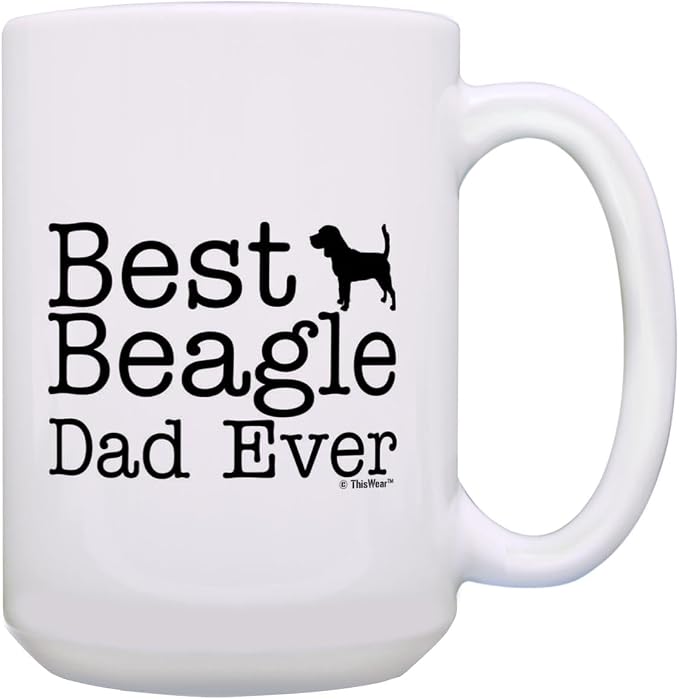 ThisWear Dog Dad Gifts For Men Best Beagle Dad Ever 15oz Ceramic Coffee Mug with Handle