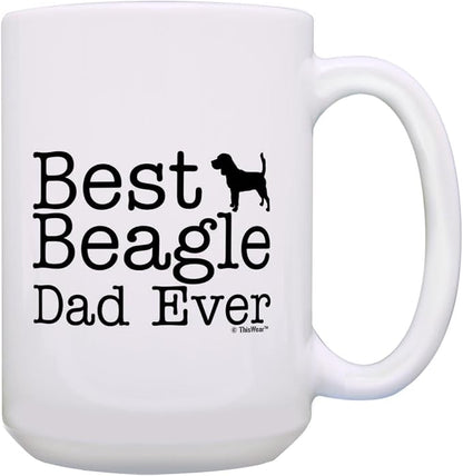 ThisWear Dog Dad Gifts For Men Best Beagle Dad Ever 15oz Ceramic Coffee Mug with Handle