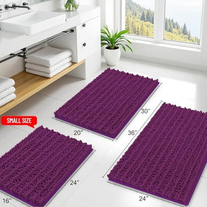 Smiry Bathroom Rugs 30X20, Extra Soft Rubber Backing Chenille Bath Mats