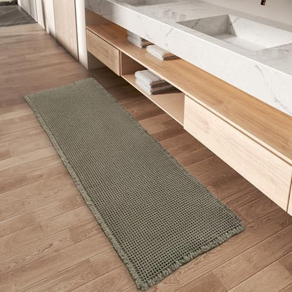 Upgraded Waffle Bath Mat Runner Absorbent Non Slip Bathroom Mat, 2' x 5'